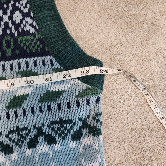 Estate Vintage 90s Sweater Vest Button Front Cardigan Geometric Print Size M - Picture 7 of 11